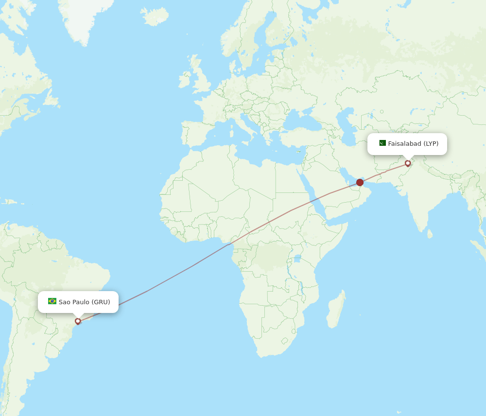 LYP to GRU flights and routes map