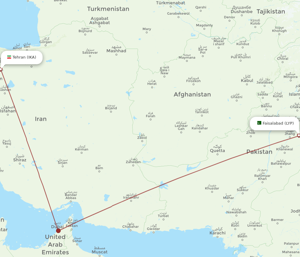 LYP-IKA flight routes