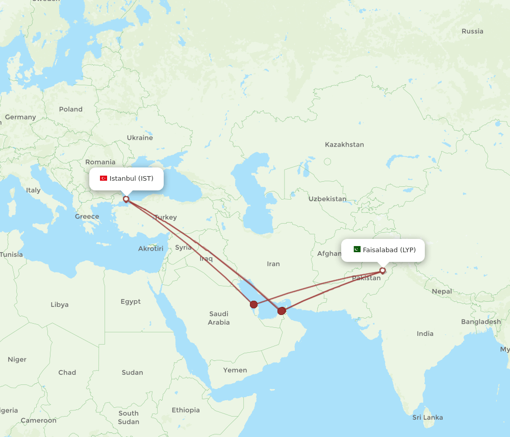 LYP-IST flight routes