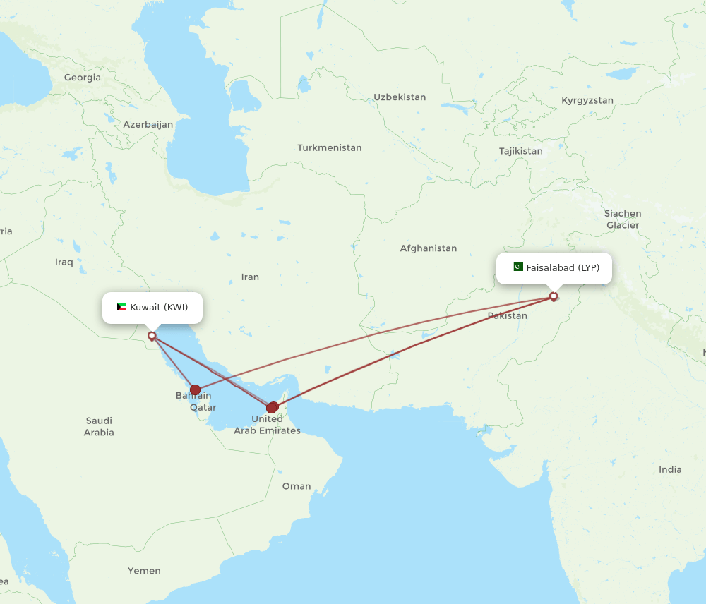 LYP-KWI flight routes