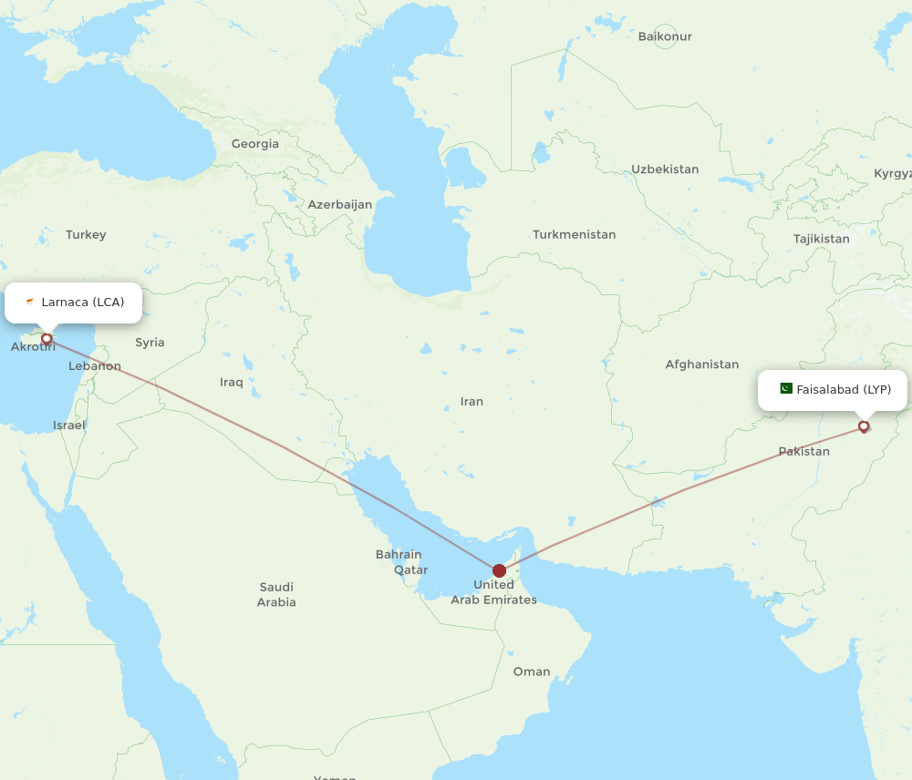 LYP to LCA flights and routes map