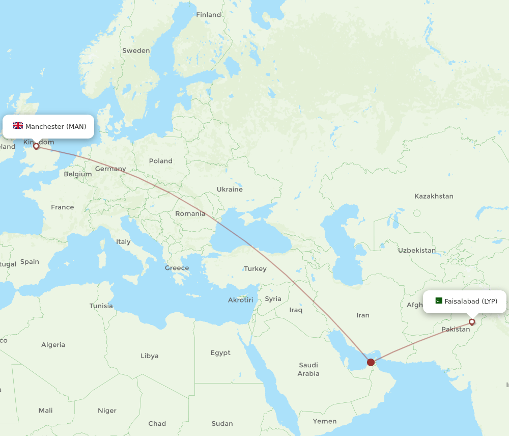 LYP-MAN flight routes