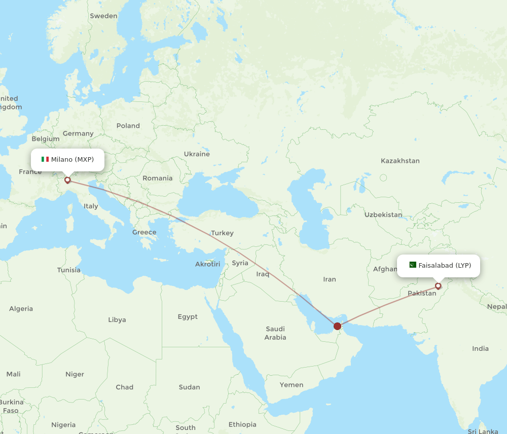 LYP to MXP flights and routes map