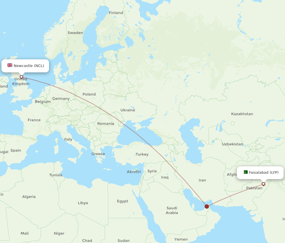 LYP-NCL flight routes