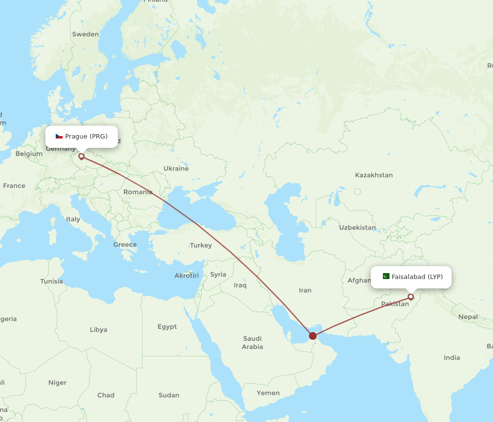 LYP-PRG flight routes