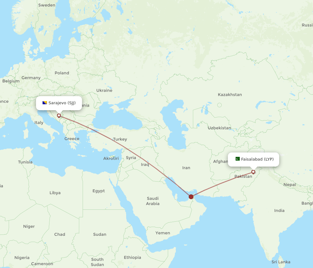 LYP-SJJ flight routes