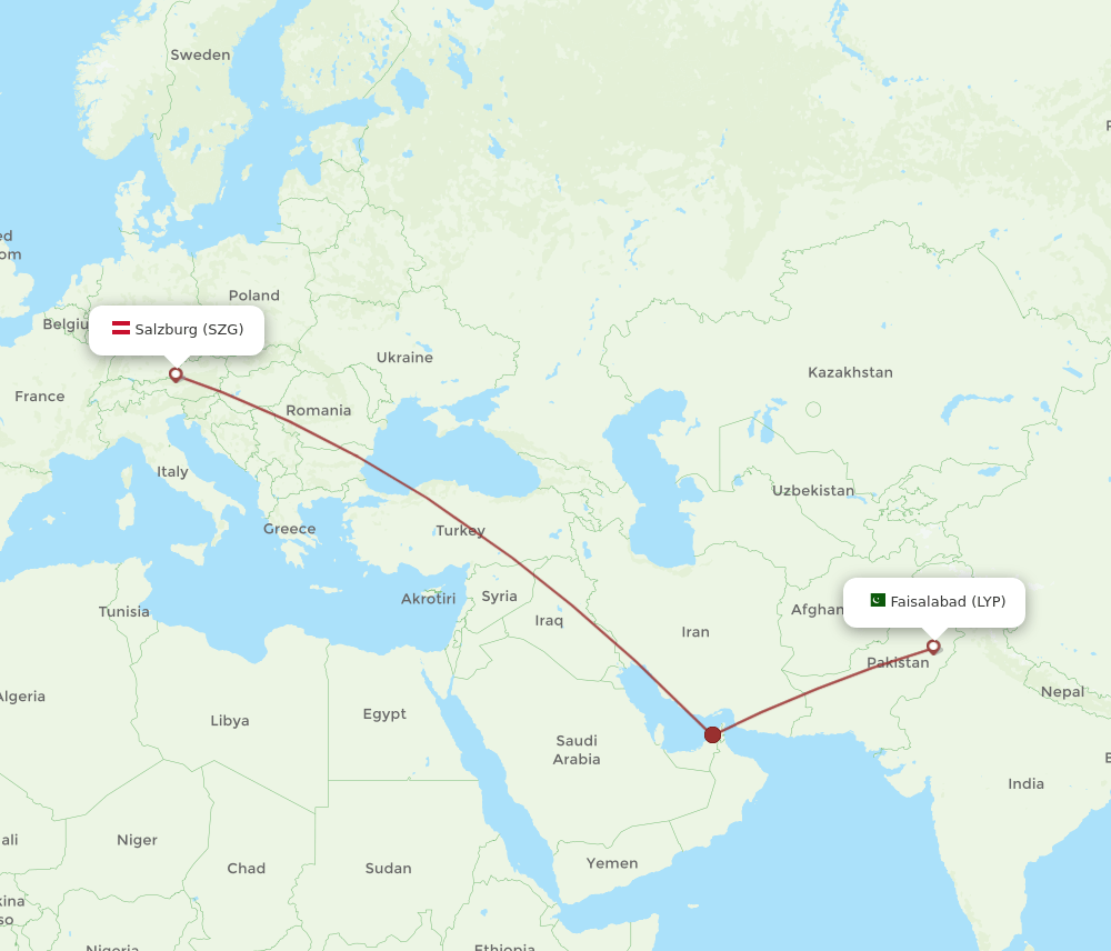 LYP-SZG flight routes