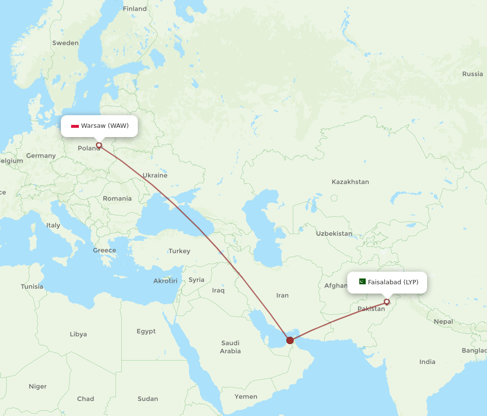 LYP-WAW flight routes