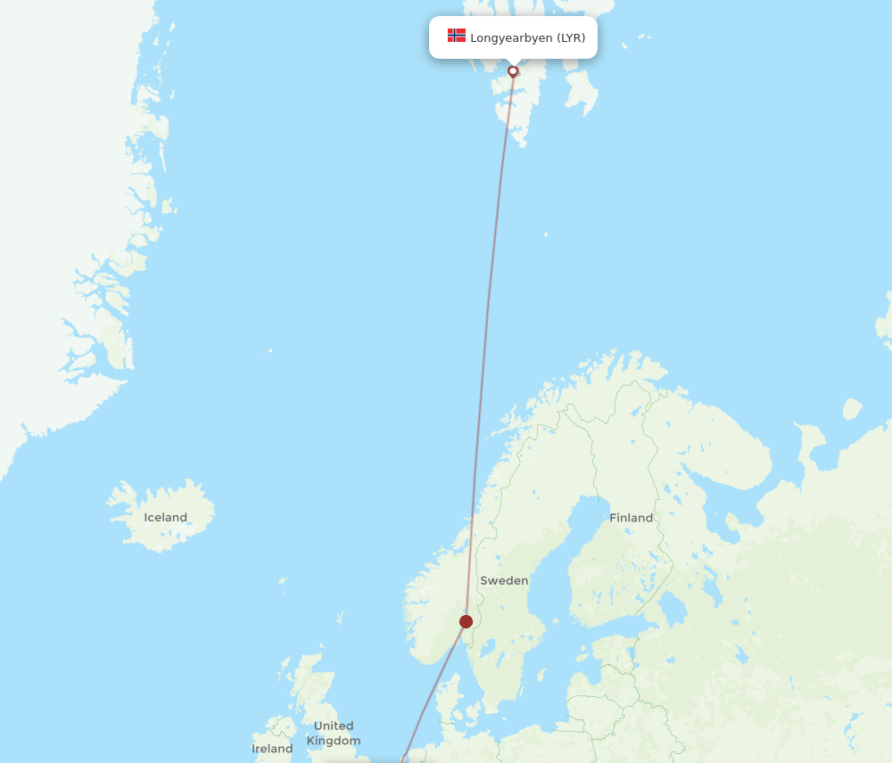 LYR to CDG flights and routes map