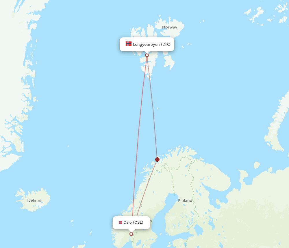 LYR-OSL flight routes