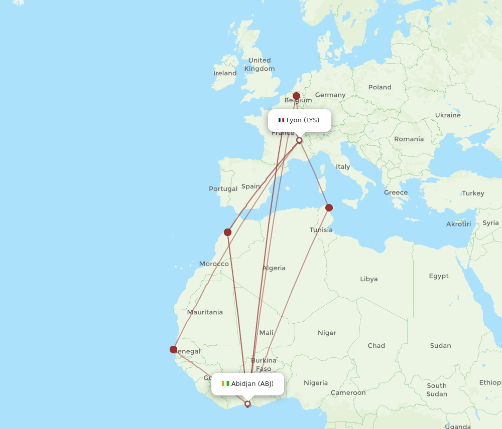LYS-ABJ flight routes