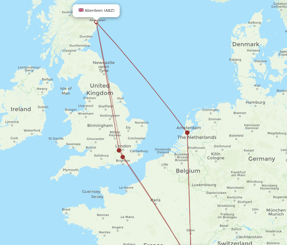 LYS to ABZ flights and routes map