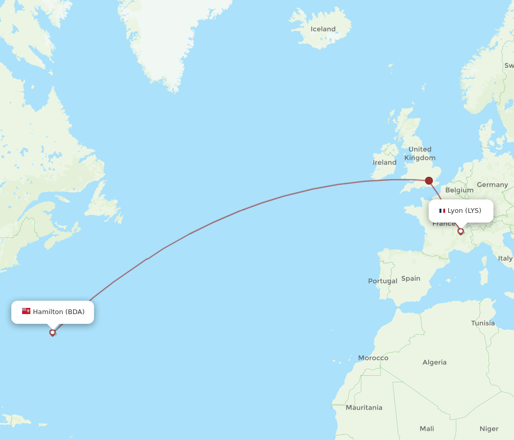 LYS-BDA flight routes