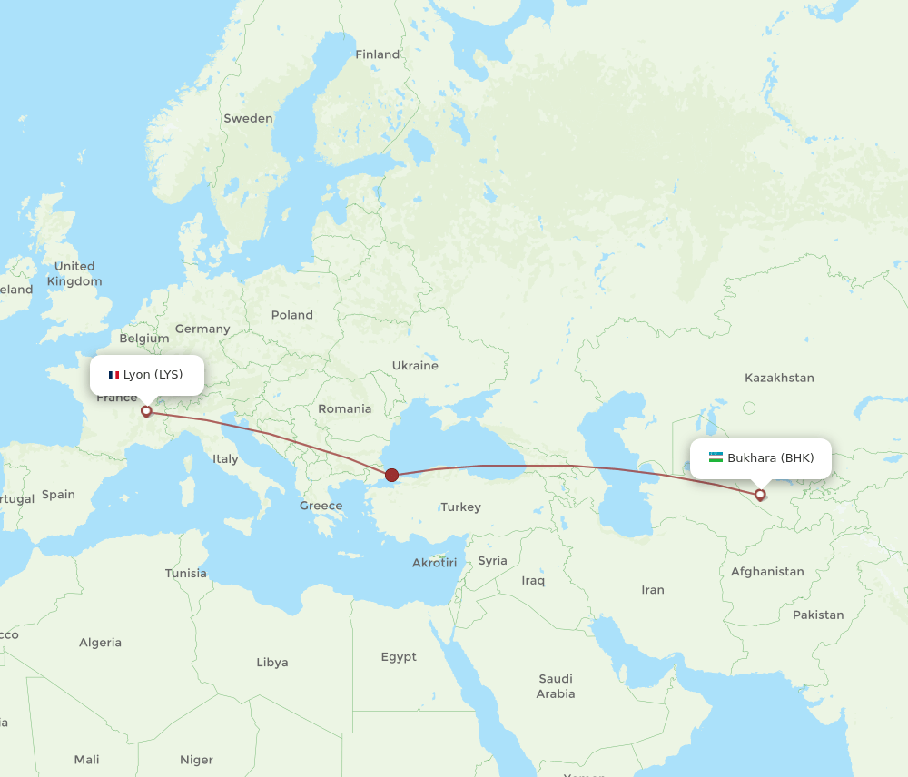 LYS-BHK flight routes