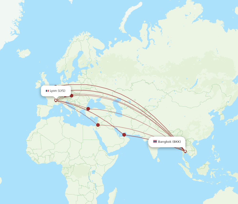 LYS to BKK flights and routes map