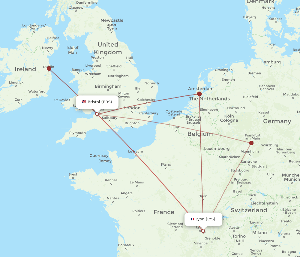 LYS-BRS flight routes