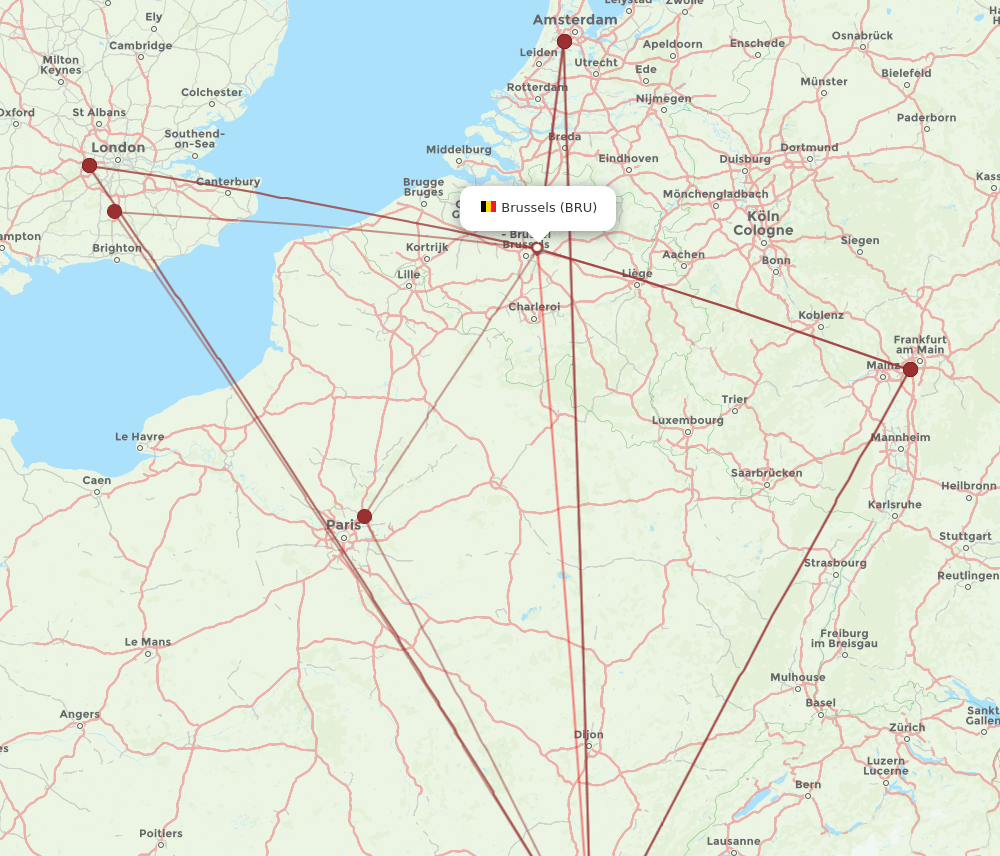 LYS-BRU flight routes