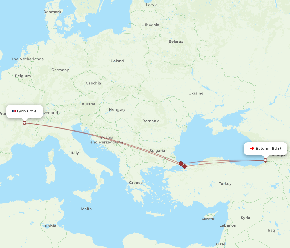 LYS-BUS flight routes