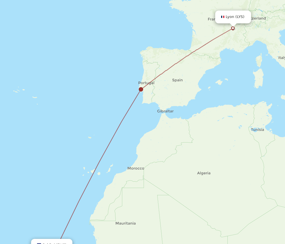 LYS-BVC flight routes