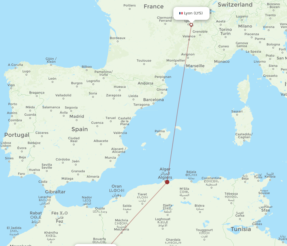 LYS-CBH flight routes