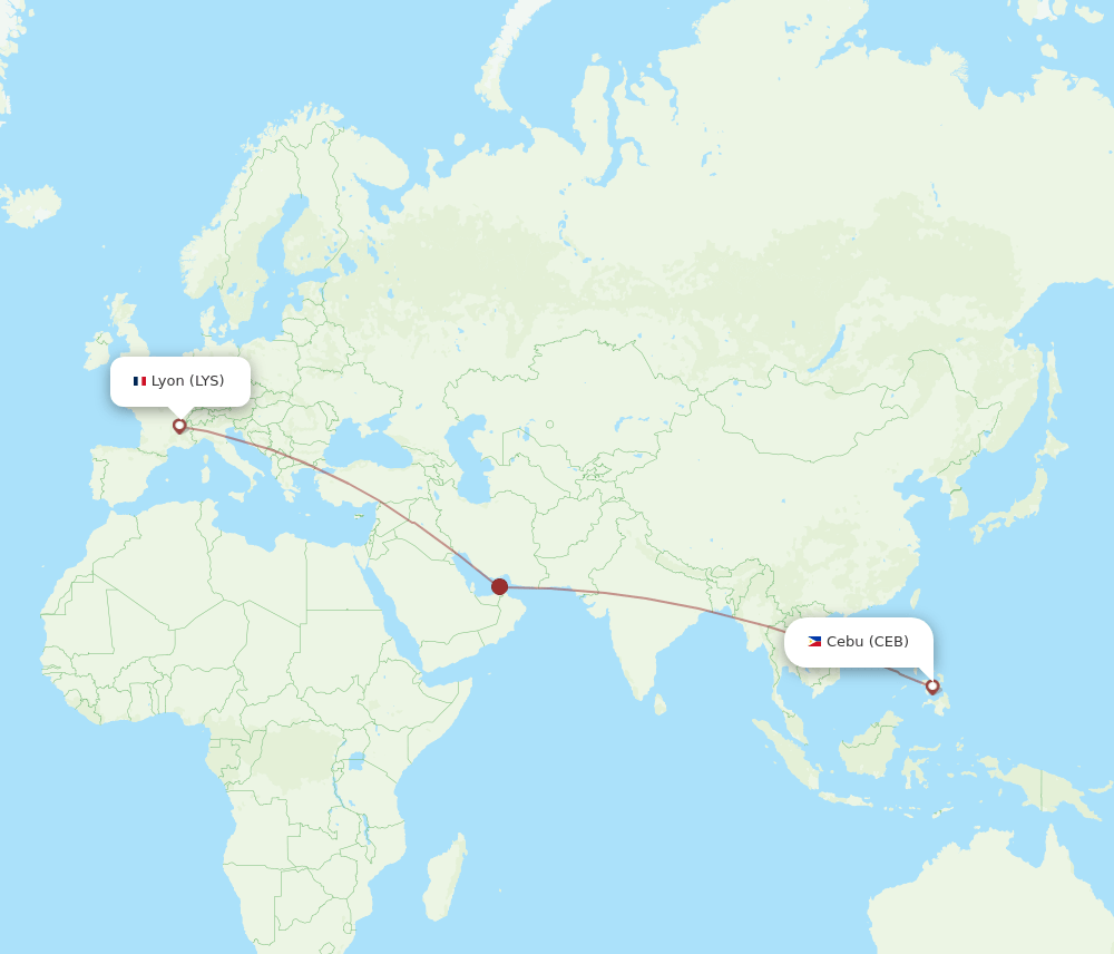 LYS-CEB flight routes