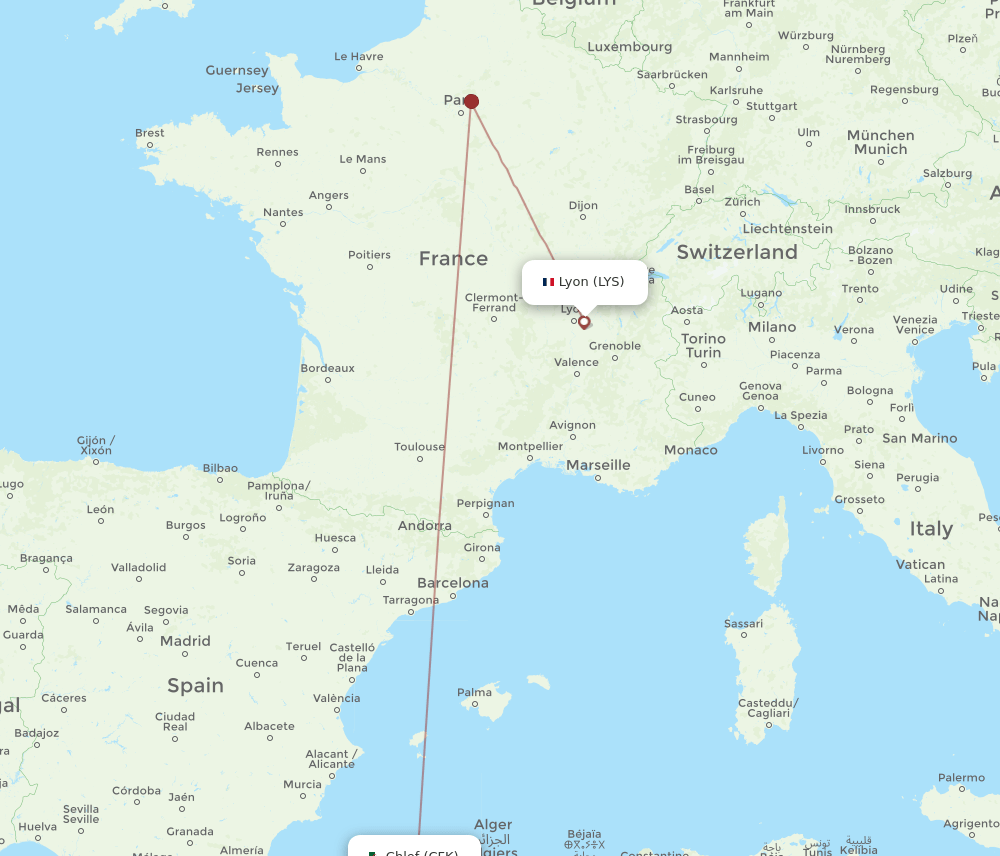 LYS-CFK flight routes