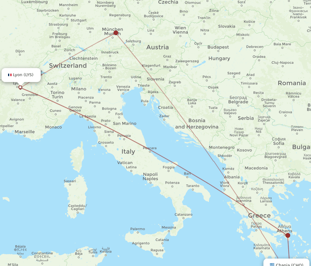 LYS-CHQ flight routes