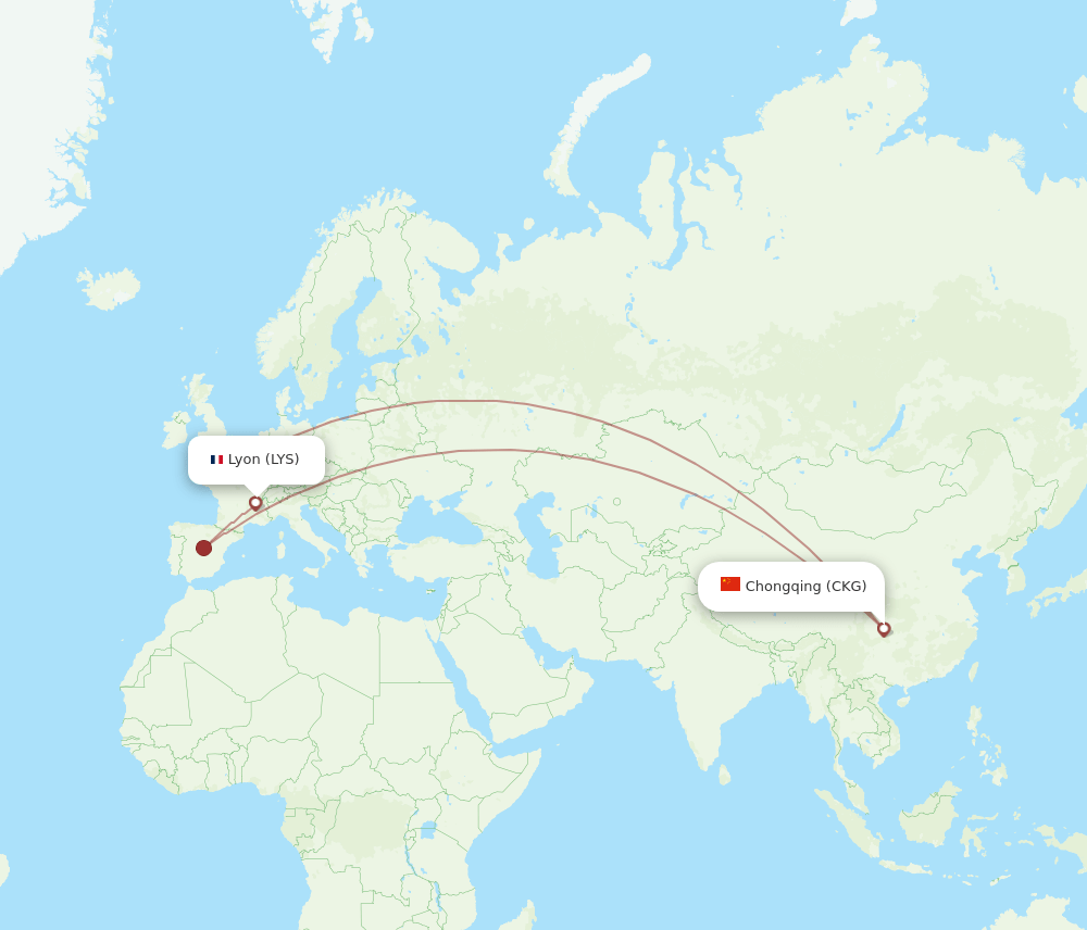 LYS-CKG flight routes