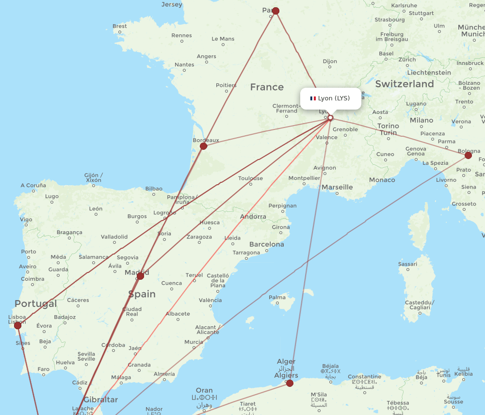 LYS-CMN flight routes