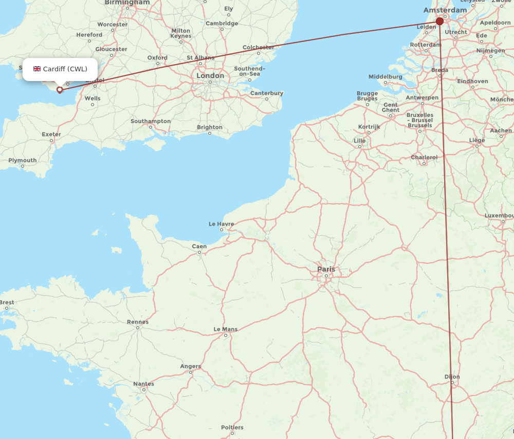 LYS-CWL flight routes