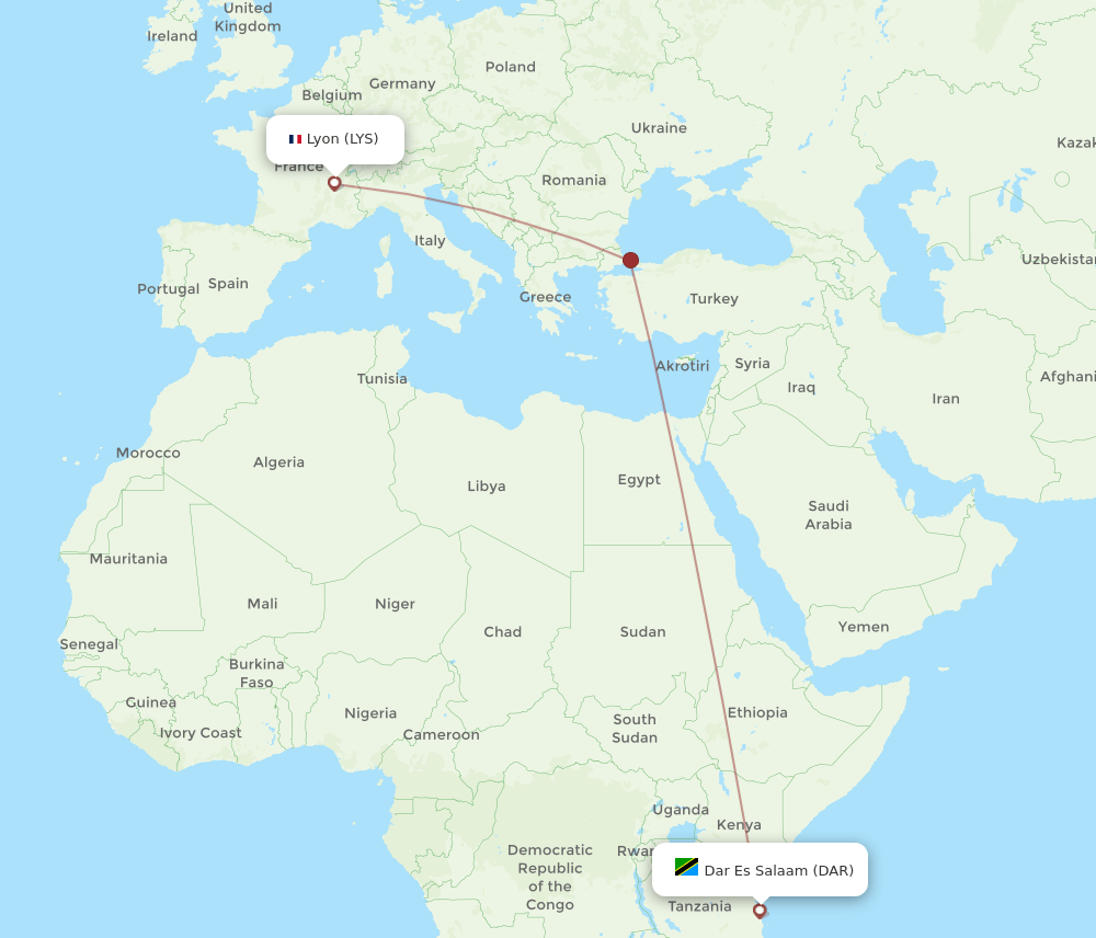 LYS-DAR flight routes