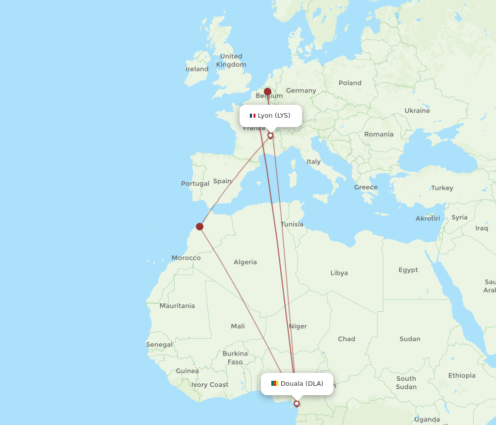 LYS-DLA flight routes