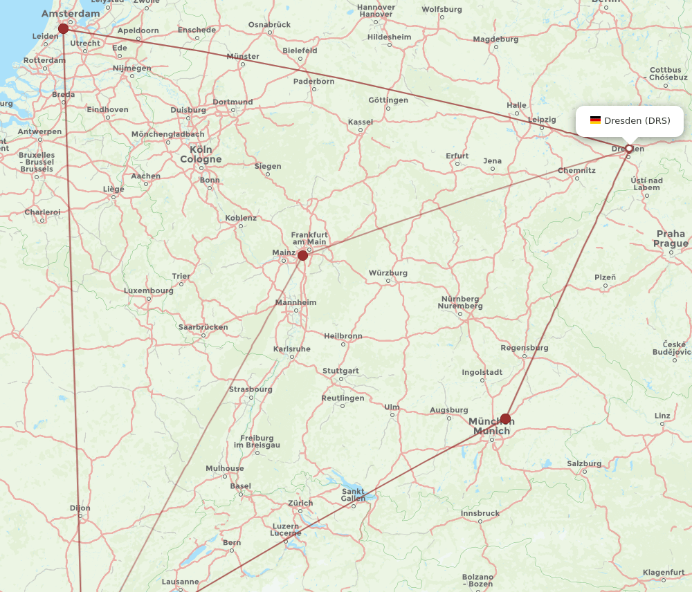 LYS to DRS flights and routes map