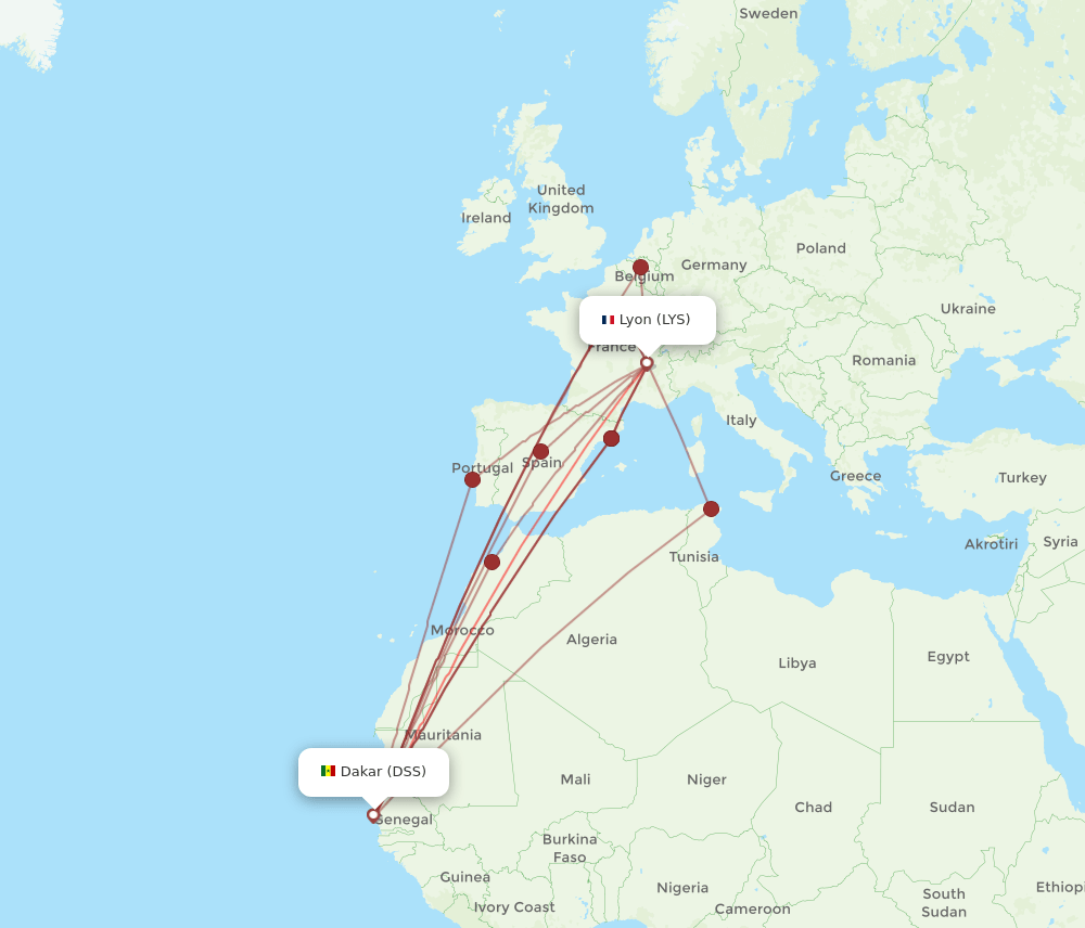 LYS-DSS flight routes