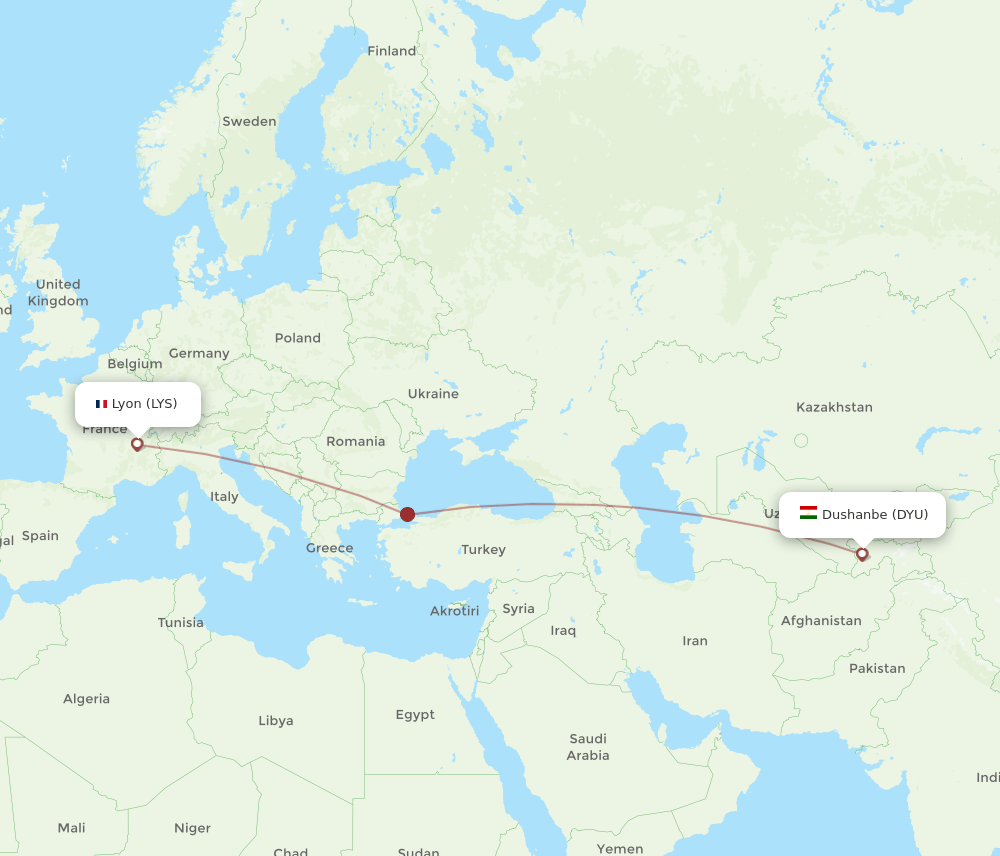 LYS-DYU flight routes
