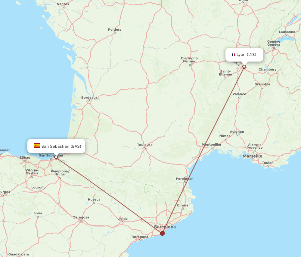 LYS-EAS flight routes