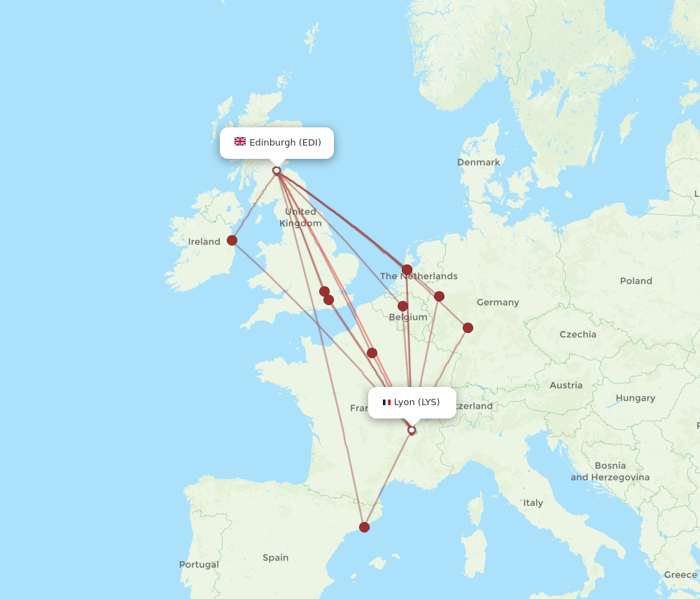 LYS to EDI flights and routes map