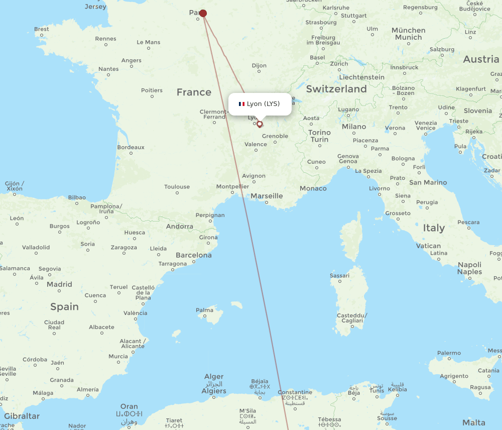 LYS-ELU flight routes