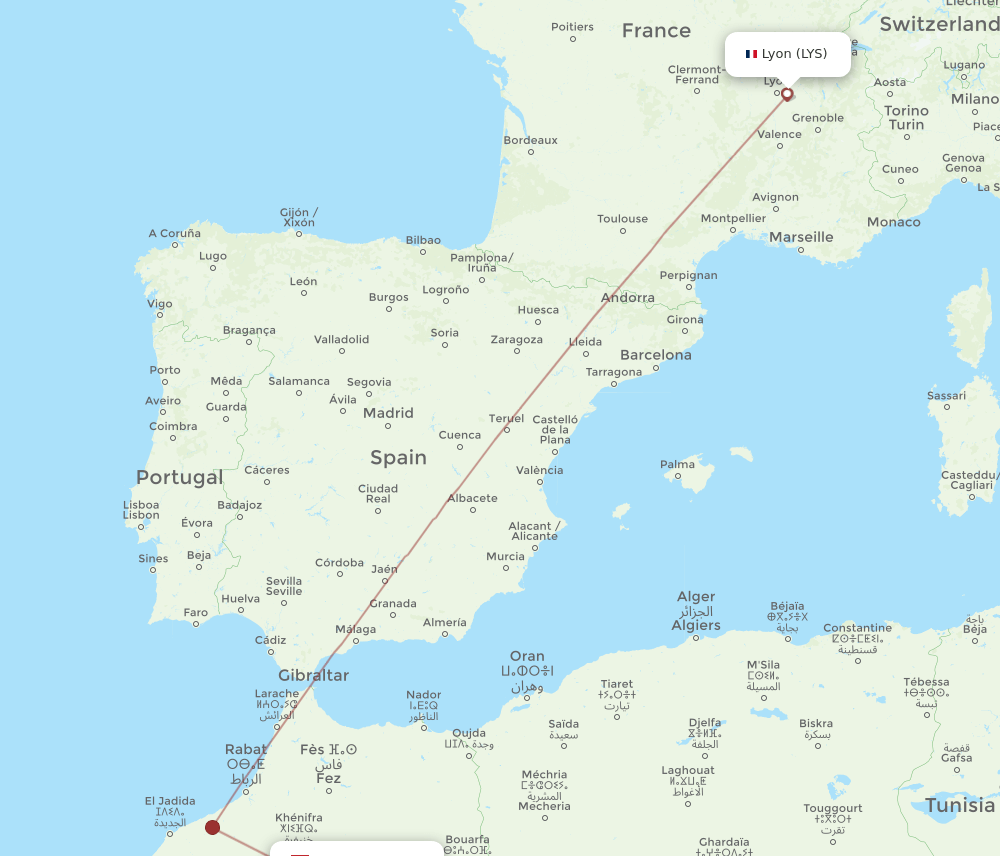 LYS-ERH flight routes