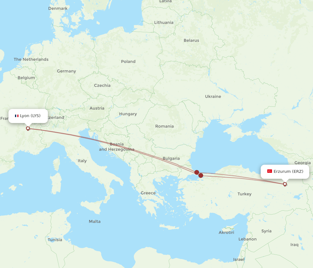 LYS-ERZ flight routes