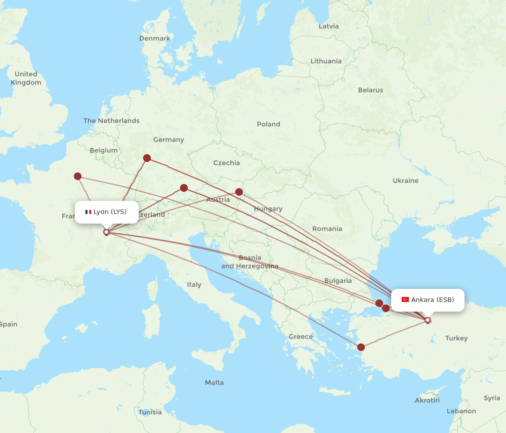 LYS-ESB flight routes