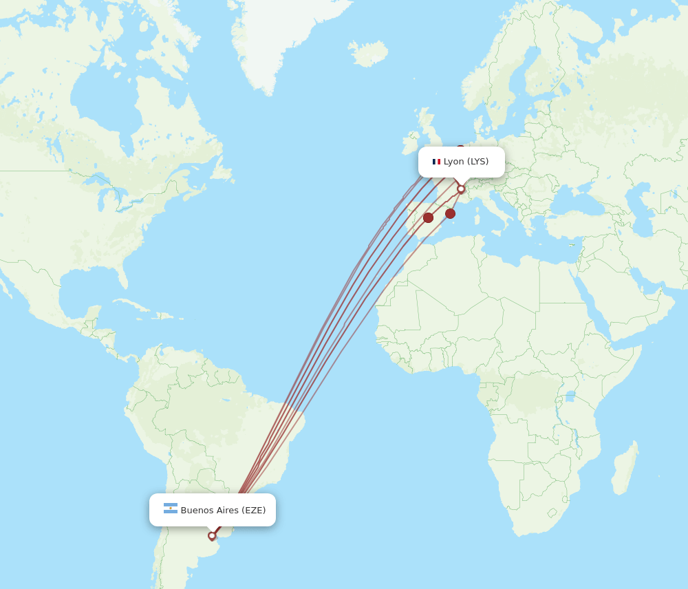 LYS-EZE flight routes