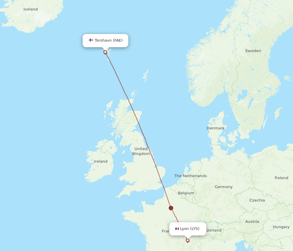 LYS-FAE flight routes