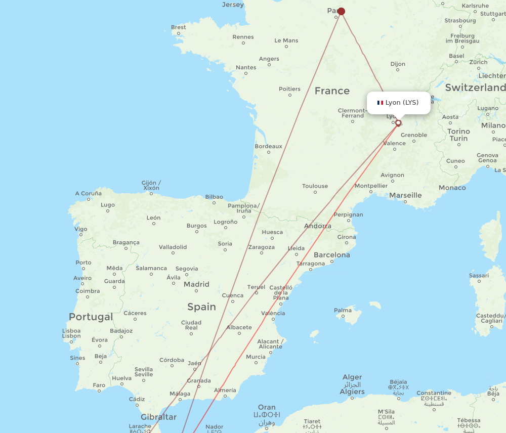 LYS to FEZ flights and routes map