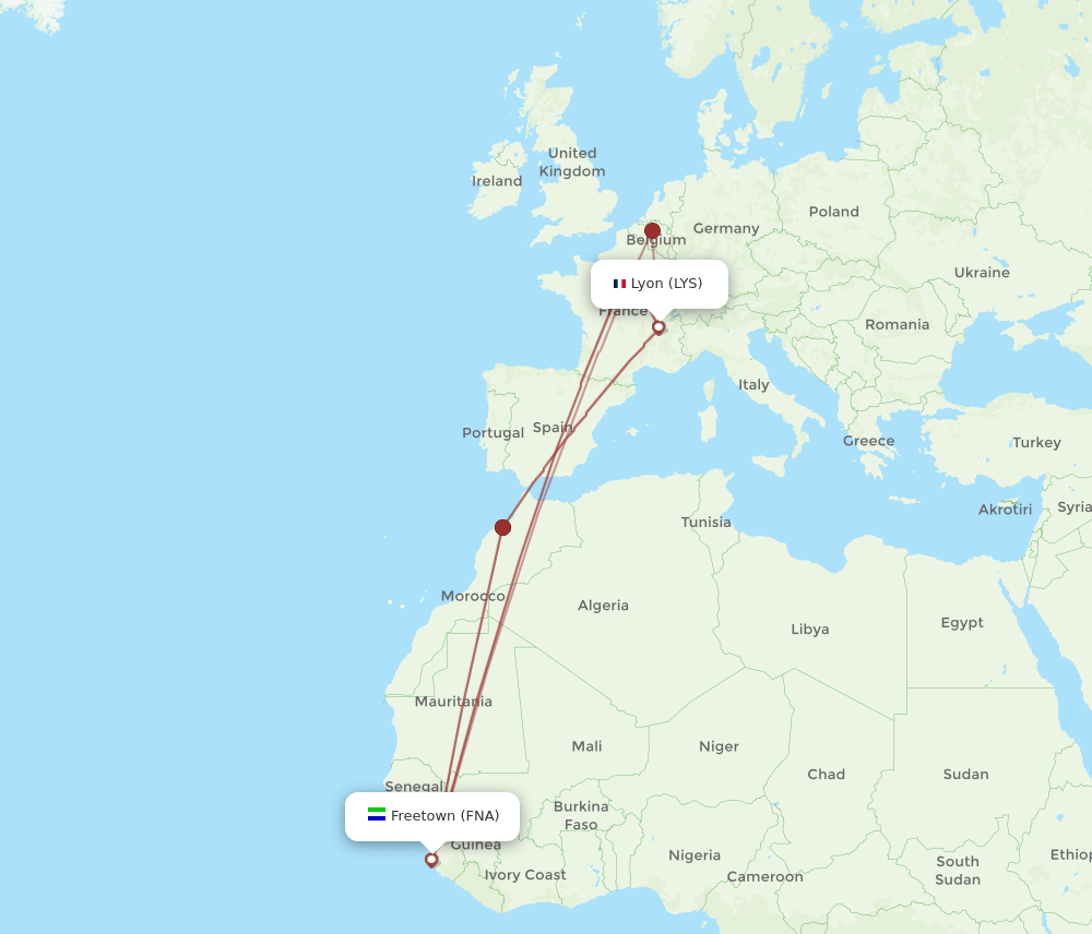 LYS-FNA flight routes