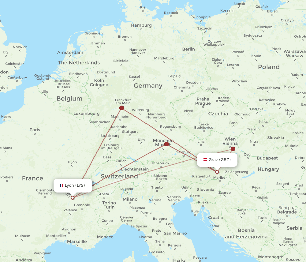 LYS-GRZ flight routes