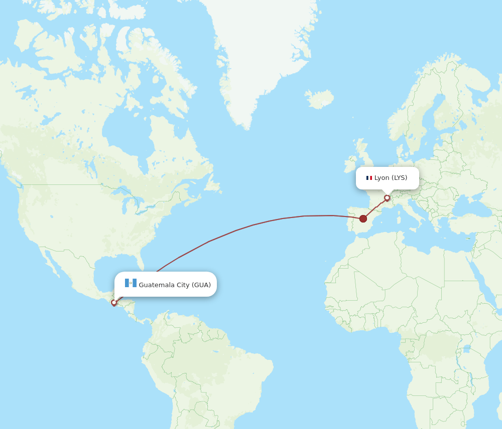 LYS to GUA flights and routes map