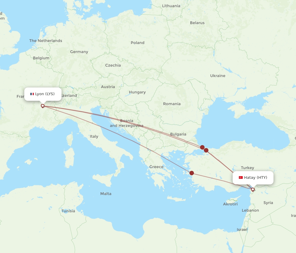 LYS-HTY flight routes