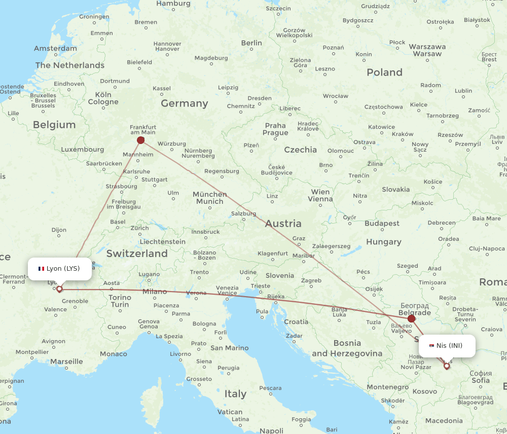LYS-INI flight routes