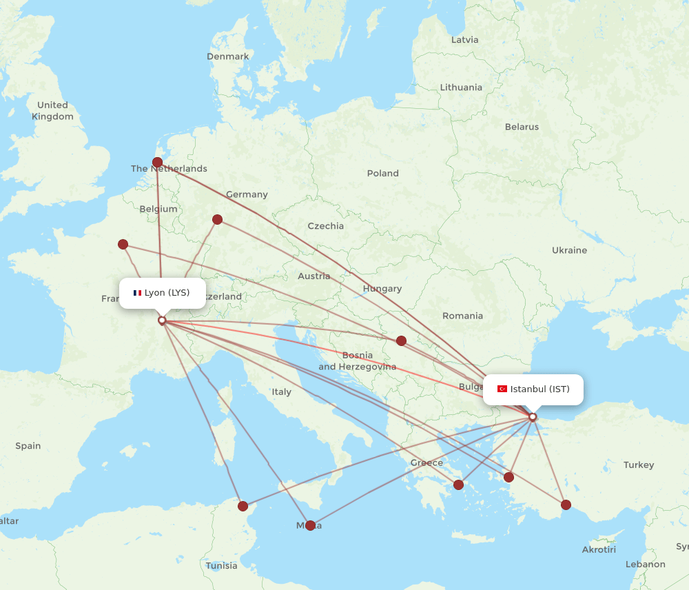 LYS-IST flight routes